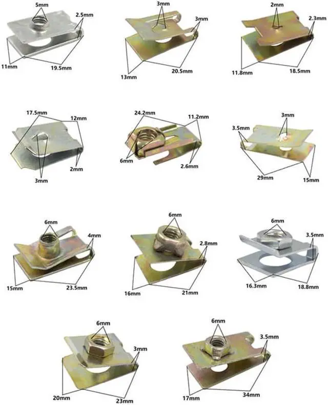 Alt view image 6 of 7 - Paiying 150x Mixed Metal U-Type Clip Vehicle Fender Bumper Board Panel Fastener Retainer