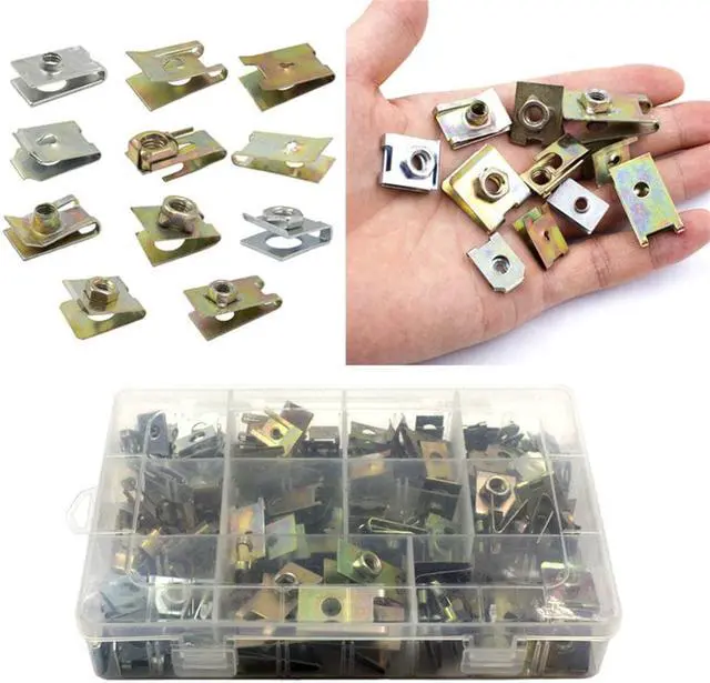 Alt view image 5 of 7 - Paiying 150x Mixed Metal U-Type Clip Vehicle Fender Bumper Board Panel Fastener Retainer