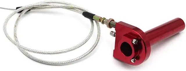 Alt view image 6 of 7 - Paiying Red CNC Motorcycle Throttle Turn Grip Twist Cable 7/8'' 22mm Handbar Scooter ATV