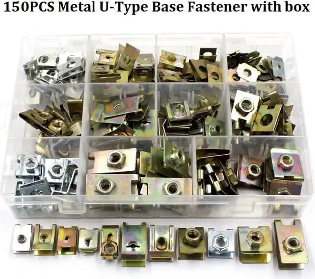 Alt view image 4 of 7 - Paiying 150x Mixed Metal U-Type Clip Vehicle Fender Bumper Board Panel Fastener Retainer