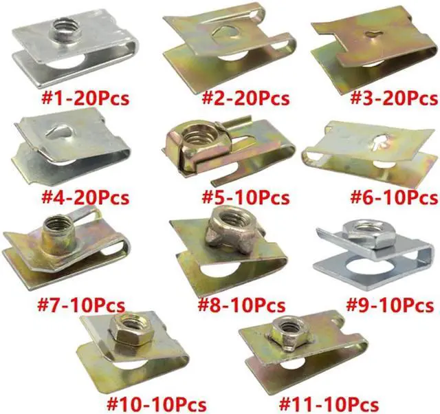 Alt view image 7 of 7 - Paiying 150x Mixed Metal U-Type Clip Vehicle Fender Bumper Board Panel Fastener Retainer