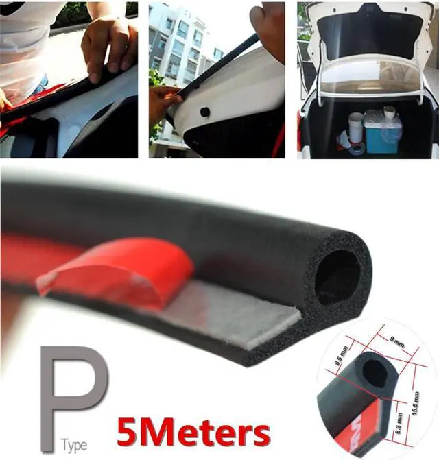 Alt view image 3 of 6 - 5M Black Rubber Car Door Edge Soundproofing Anti-Dust Waterproof Sealing Strips
