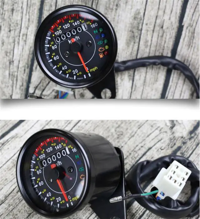 Alt view image 3 of 5 - Furulu Universal Retro Motorcycles Custom Mini Stainless Steel Mechanical Odometer Speedometer Mash Km/H Mph