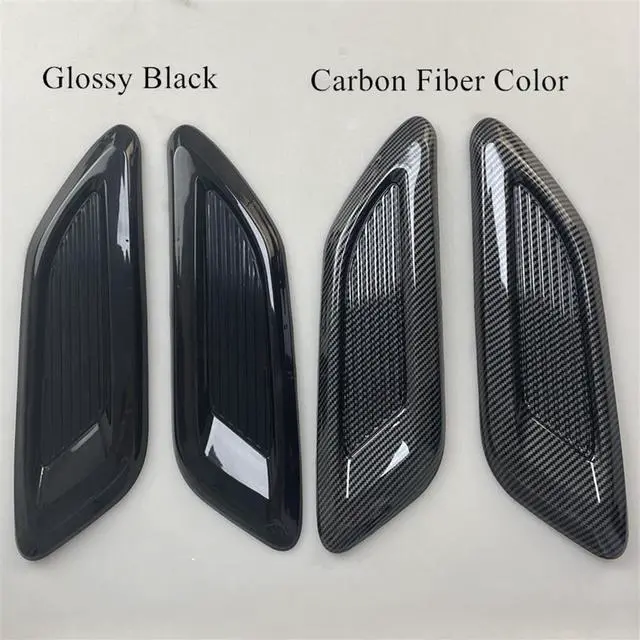 Alt view image 7 of 7 - Paiying 3Pcs Carbon Fiber ABS Car Hood Scoop Center & Side Intake Decorative Covers USA