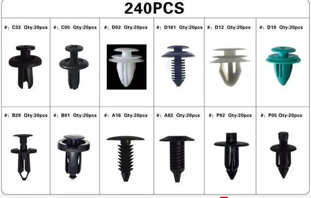 Alt view image 4 of 5 - Yingshan 240Pcs Mixed Car Door Bumper Panel Fender Fastener Push Rivet Retaining Clip