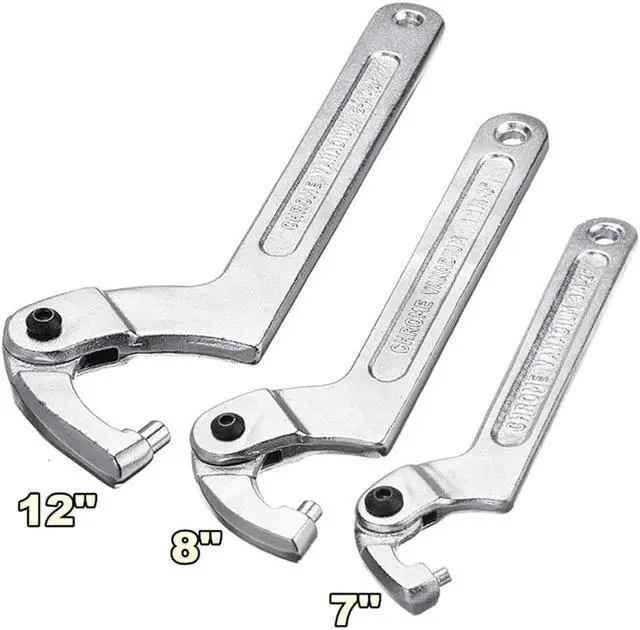 Main image of Yingshan Car ATV Motorcycle 7'' Adjustable Hook Wrench C Spanner Tool Round Head 3/4''-2"