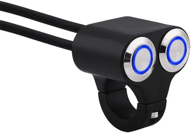 Alt view image 4 of 7 - Paiying Metal LED Dual Push Button Handlebar Mount Switch Self-Latch for Motorcycle ATV