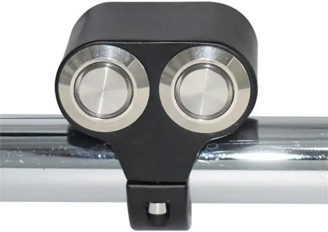 Alt view image 5 of 7 - Paiying Metal LED Dual Push Button Handlebar Mount Switch Self-Latch for Motorcycle ATV
