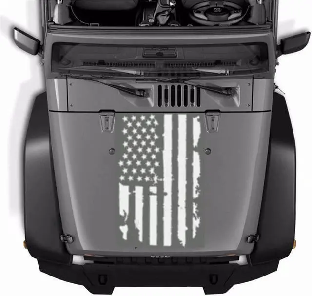 Alt view image 3 of 5 - Yingshan Universal Large Size 51cmx90cm Car Truck Boay Hood White USA Flag Decal Sticker