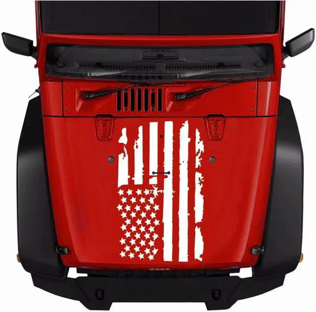 Alt view image 2 of 5 - Yingshan Universal Large Size 51cmx90cm Car Truck Boay Hood White USA Flag Decal Sticker