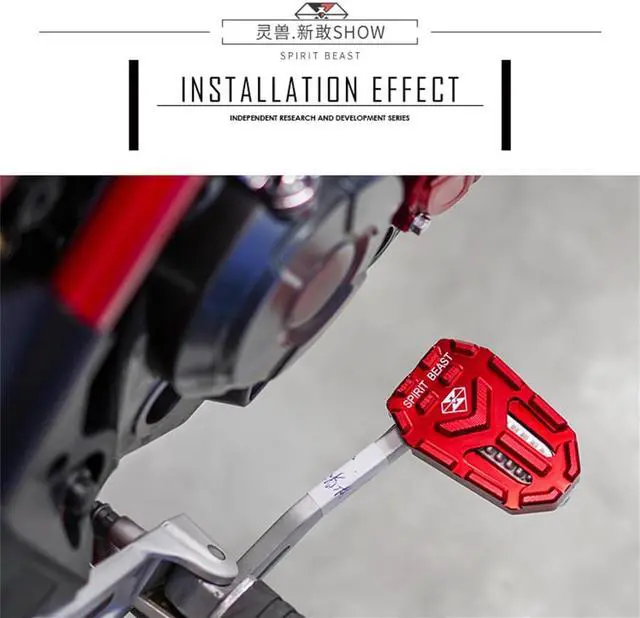 Alt view image 4 of 6 - Furulu Black Aluminum Alloy Motorcycle Brake Pedal Modified Widened Foot Pedal Non-slip
