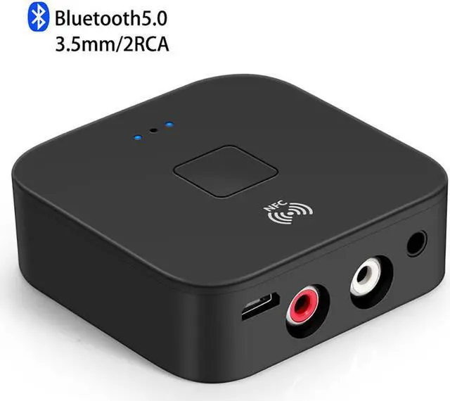 Alt view image 3 of 7 - Newest Bluetooth 5.0 Receiver Wireless 3.5mm Jack AUX NFC to 2 RCA Audio Stereo Adapter