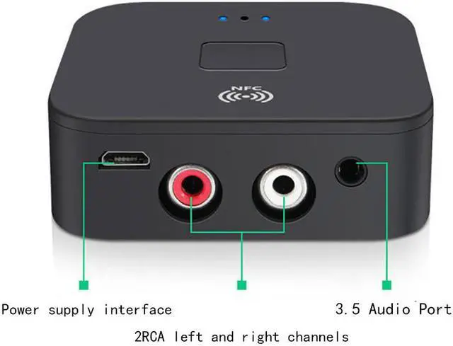 Alt view image 5 of 7 - Newest Bluetooth 5.0 Receiver Wireless 3.5mm Jack AUX NFC to 2 RCA Audio Stereo Adapter