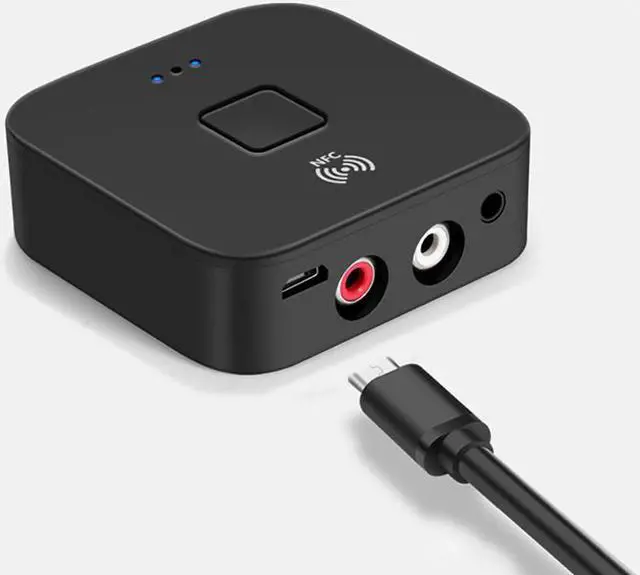 Alt view image 6 of 7 - Newest Bluetooth 5.0 Receiver Wireless 3.5mm Jack AUX NFC to 2 RCA Audio Stereo Adapter
