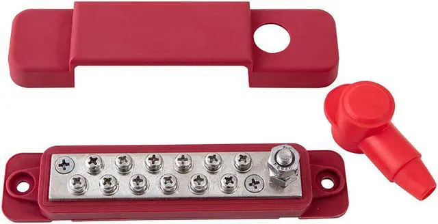 Alt view image 5 of 5 - Yingshan Red 12V 150A Rated Terminal Block 12-Way Bar Power Distribution For Auto Marine