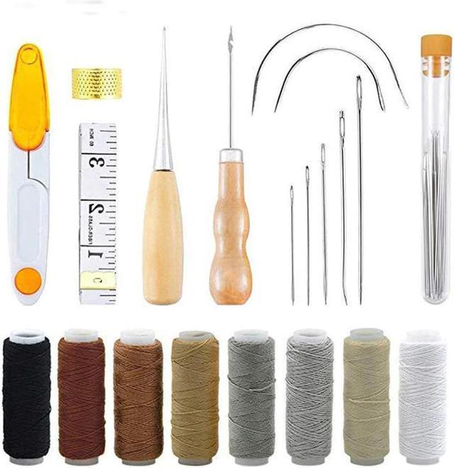 Upholstery Repair Kit 29-Pack, Leather Craft Tool Kit Leather Hand Sewing  Needles Canvas Thread and Needles Tape Measure Large-E 