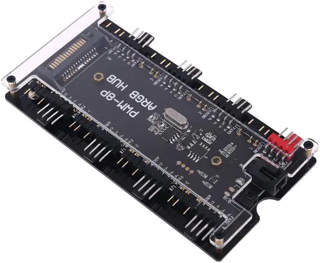 Alt view image 3 of 7 - Acaigel PWM FAN+ARGB LED 2 in 1 Sync Hub Wireless Controller 1 To 8 Multi Way Splitter 5V 3PIN ARGB 4Pin Fan Adapter