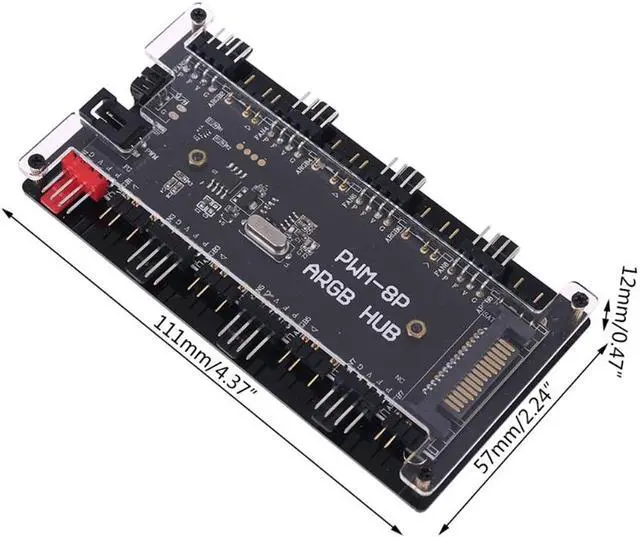 Alt view image 2 of 7 - Acaigel PWM FAN+ARGB LED 2 in 1 Sync Hub Wireless Controller 1 To 8 Multi Way Splitter 5V 3PIN ARGB 4Pin Fan Adapter