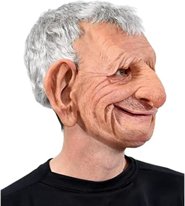Alt view image 2 of 6 - Big Ears Latex Headgear Old Man Mask Halloween Cosplay Party Realistic Full Face Cover