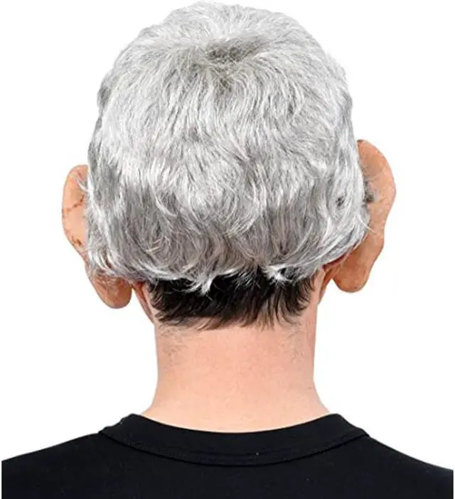 Alt view image 4 of 6 - Big Ears Latex Headgear Old Man Mask Halloween Cosplay Party Realistic Full Face Cover