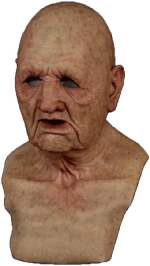 Alt view image 2 of 6 - Halloween Old Man Bald Head Latex Adult Mask The Elder Holiday Funny Costume Masks