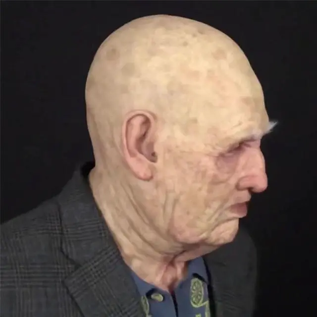 Alt view image 5 of 6 - Halloween Old Man Bald Head Latex Adult Mask The Elder Holiday Funny Costume Masks