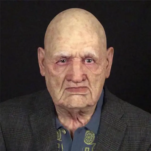 Alt view image 4 of 6 - Halloween Old Man Bald Head Latex Adult Mask The Elder Holiday Funny Costume Masks