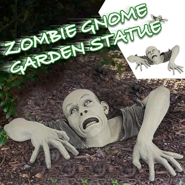 Alt view image 3 of 5 - Yassdwbn Halloween Crawling Zombie Horror Props Outdoor Garden Statue Grey Anti-deform