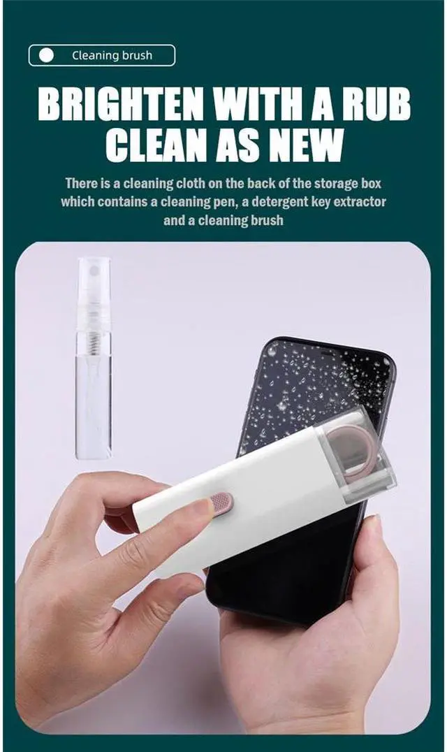 Alt view image 6 of 7 - 7 in 1 Computer Keyboard Cleaning Brush Set Earbuds Cleaning Pen Wireless Bluetooth Headset Charging Box Electronics Keyboard Cleaning Tools Cleaner Keycap Puller Kit (Blue)