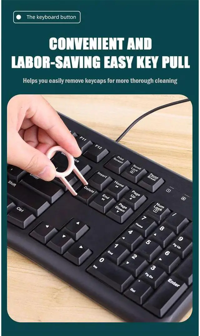Alt view image 7 of 7 - 7 in 1 Computer Keyboard Cleaning Brush Set Earbuds Cleaning Pen Wireless Bluetooth Headset Charging Box Electronics Keyboard Cleaning Tools Cleaner Keycap Puller Kit (Blue)