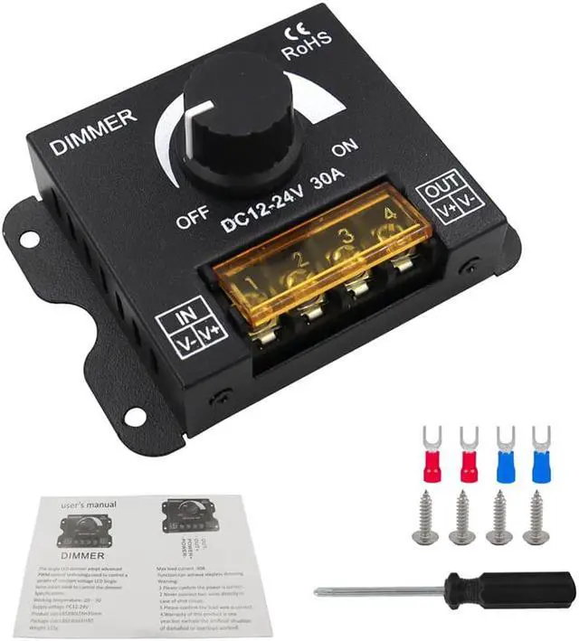 Alt view image 2 of 5 - Yassdwbn 1x DC12-24V PWM Dimmer Controller Switch For Single Color LED Strip Light