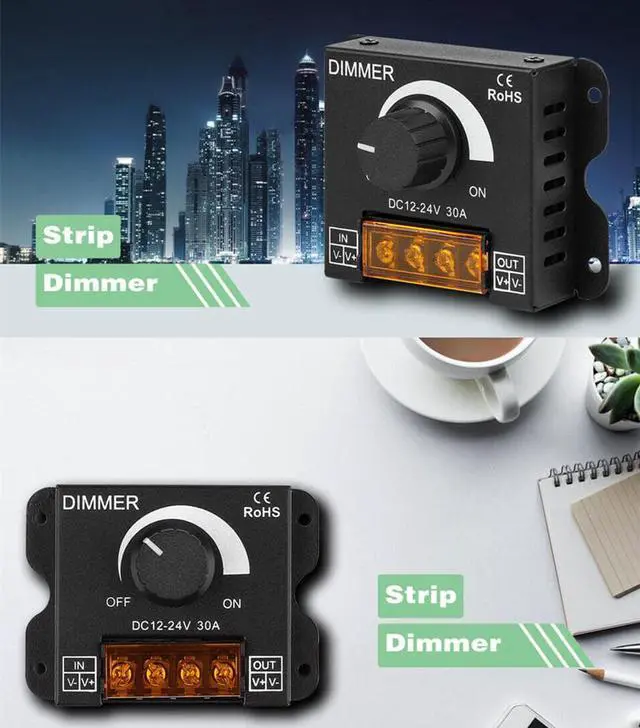 Alt view image 7 of 7 - DC 12V-24V PWM 0%-100% Dimmer Controller Switch for Single Color LED Strip Light
