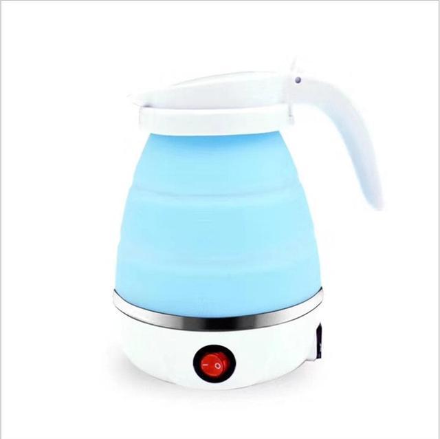 Travel Foldable Electric Kettle, Collapsible Food Grade Silicone Small  Kettle Boiling Water (US Plug Blue)