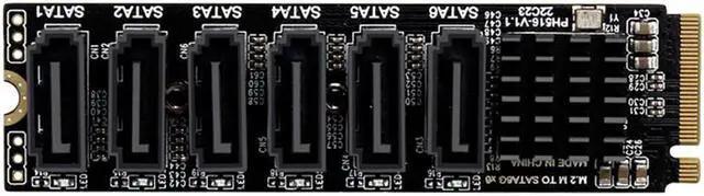 Main image of 6x SATA3.0 M.2 M-key NVME Connector 6 Ports Adapter Expansion Card ASM1166 6Gbps