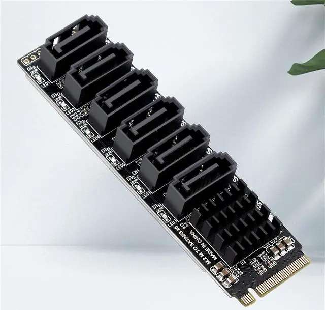 Alt view image 6 of 7 - 6x SATA3.0 M.2 M-key NVME Connector 6 Ports Adapter Expansion Card ASM1166 6Gbps