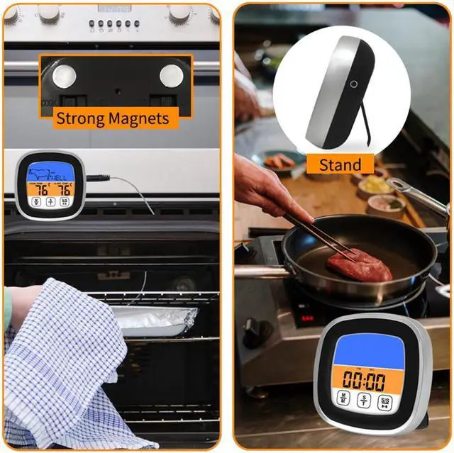 Alt view image 7 of 7 - Intelligent Digital Meat Food Thermometer With Large LCD Display for Cooking