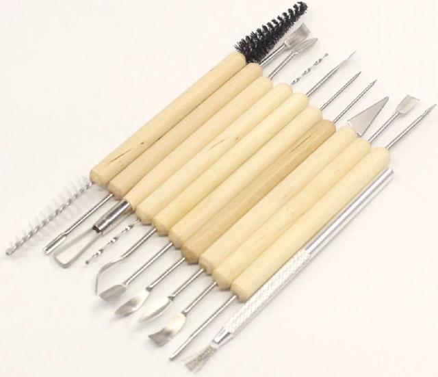 11 Pcs/Set Clay Sculpting Tools Set with Wood Handles Ideal For Cleaning  and Creating Decorative Effects 