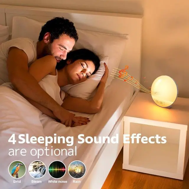 Alt view image 5 of 7 - Sunrise Alarm Clock Wake Up Light For Kids, Alarm Clocks For Bedrooms, Light Alarm Clock For Heavy Sleepers Adults, Loud Alarm Clock& 7 Sounds, FM Radio, Sleep Aid