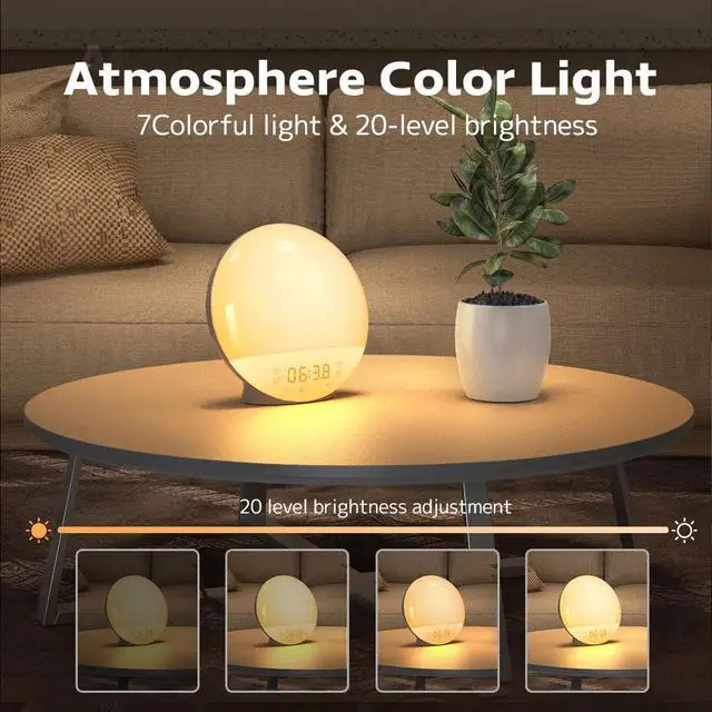 Alt view image 6 of 7 - Sunrise Alarm Clock Wake Up Light For Kids, Alarm Clocks For Bedrooms, Light Alarm Clock For Heavy Sleepers Adults, Loud Alarm Clock& 7 Sounds, FM Radio, Sleep Aid