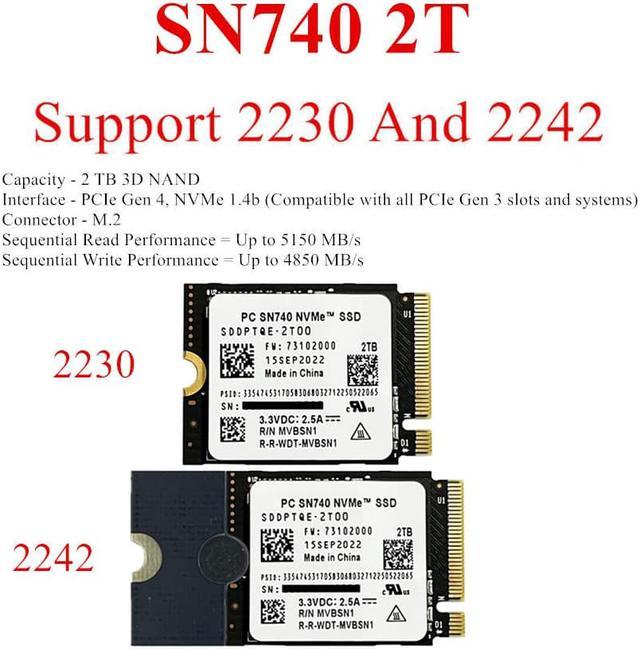 FYUU 2TB M.2 2230 2242 SSD NVMe PCIe4x4 PC SN740 For Steam Deck