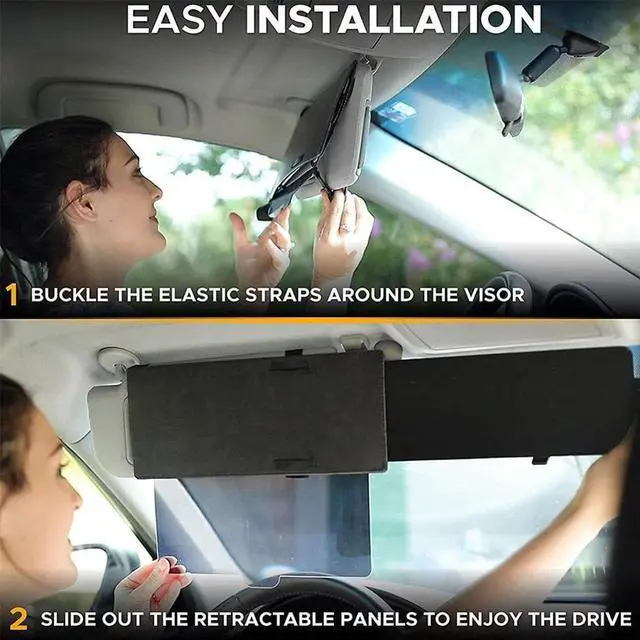 Alt view image 5 of 7 - Paiying Upgrade Car Shade Sun Extend Visor Shield Anti Glare Extension Driving