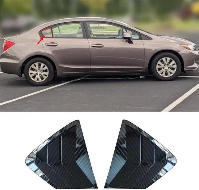 Alt view image 5 of 7 - FYUU 2Pcs Car Side Quarter Window Vent Louver Shutter Cover For Honda Civic 2012-2015