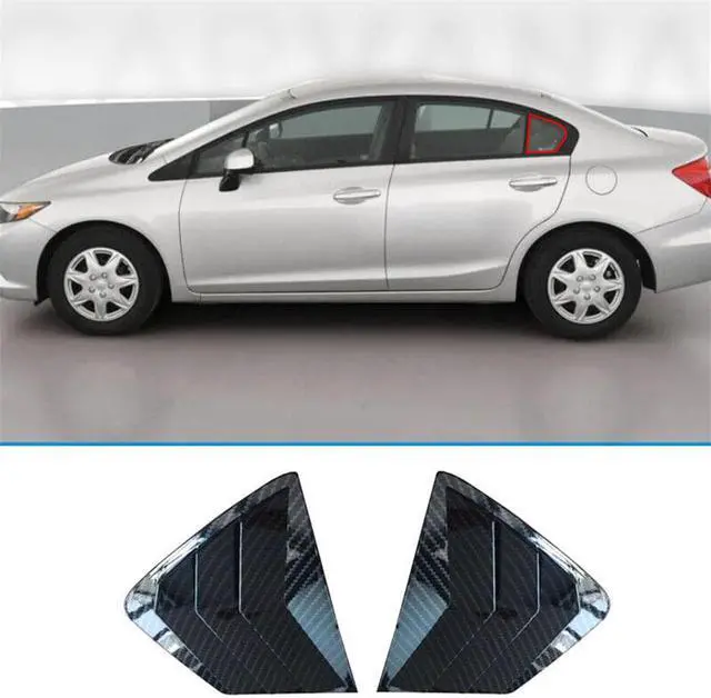 Alt view image 7 of 7 - FYUU 2Pcs Car Side Quarter Window Vent Louver Shutter Cover For Honda Civic 2012-2015