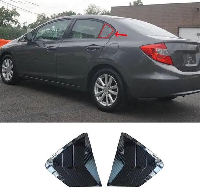 Alt view image 6 of 7 - FYUU 2Pcs Car Side Quarter Window Vent Louver Shutter Cover For Honda Civic 2012-2015