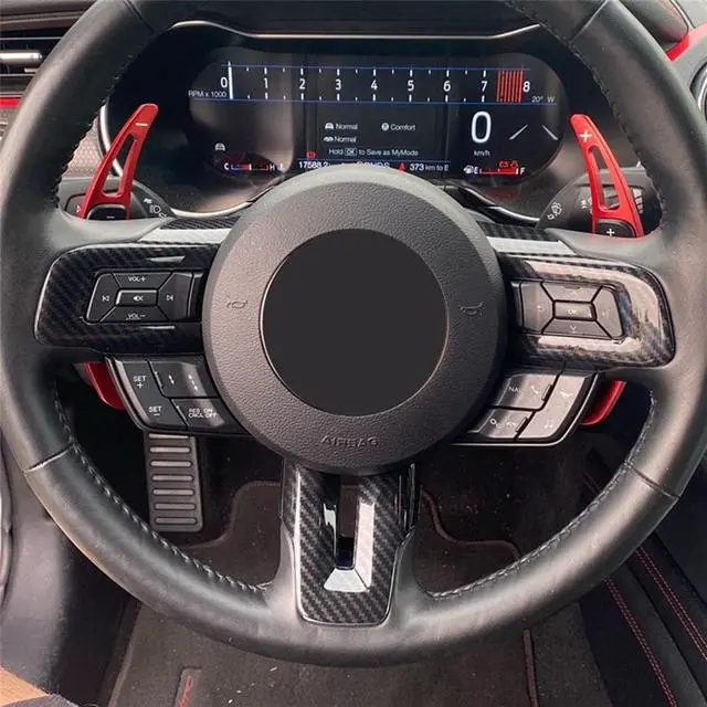 Alt view image 3 of 6 - Acaigel Carbon Fiber Look Interior Steering Wheel Cover Trim Sticker For Ford Mustang 15+
