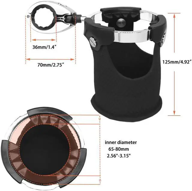 Main image of Paiying Adjustable Motorcycle Cup Holder Handlebar Mount For ATV Bike Kayak Canoe