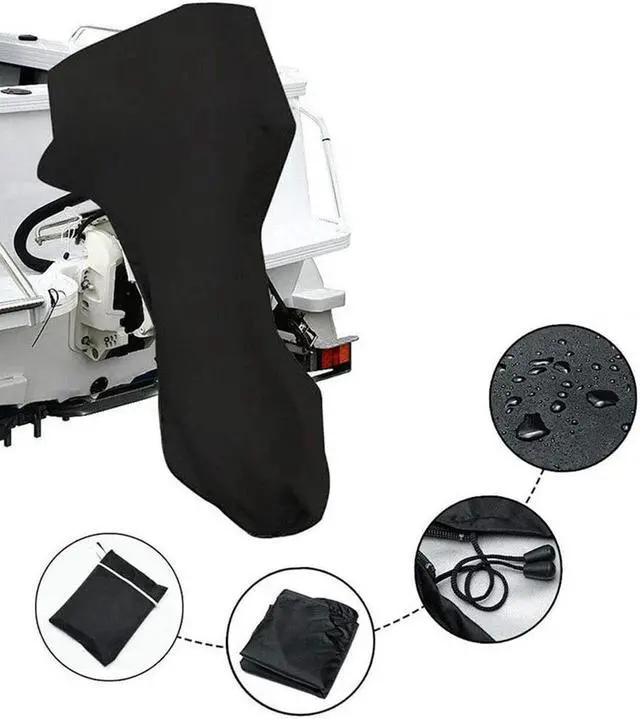 Alt view image 5 of 5 - FYUU Black 60-100HP Boat Full Outboard Motor Engine Storage Cover Full Surrounded Heavy Duty