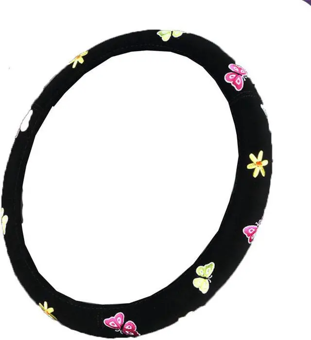 Main image of Acaigel 38cm Butterfly Flower Embroidery Car Steering Wheel Cover Interior Accessories