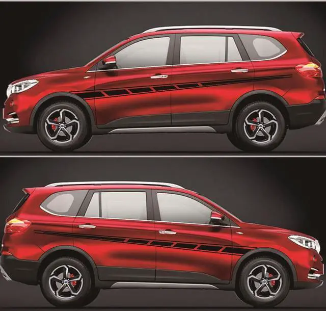 Alt view image 4 of 5 - Yingshan Matt Black Car Racing Body Side Stripe Skirt Decal Vinyl Body Sticker Universal