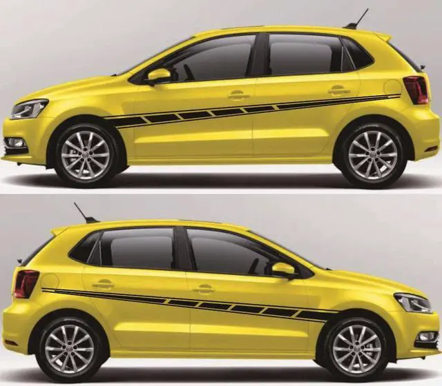 Alt view image 5 of 5 - Yingshan Matt Black Car Racing Body Side Stripe Skirt Decal Vinyl Body Sticker Universal